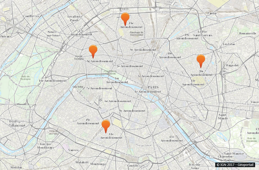 Paris : Carte de nos collaborateurs pour tous travaux de ramonage