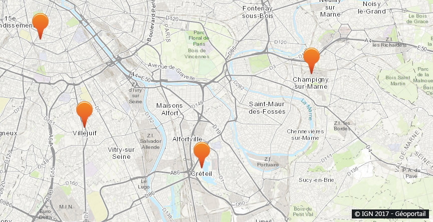 Val-de-Marne : Carte de nos collaborateurs pour tous travaux de ramonage