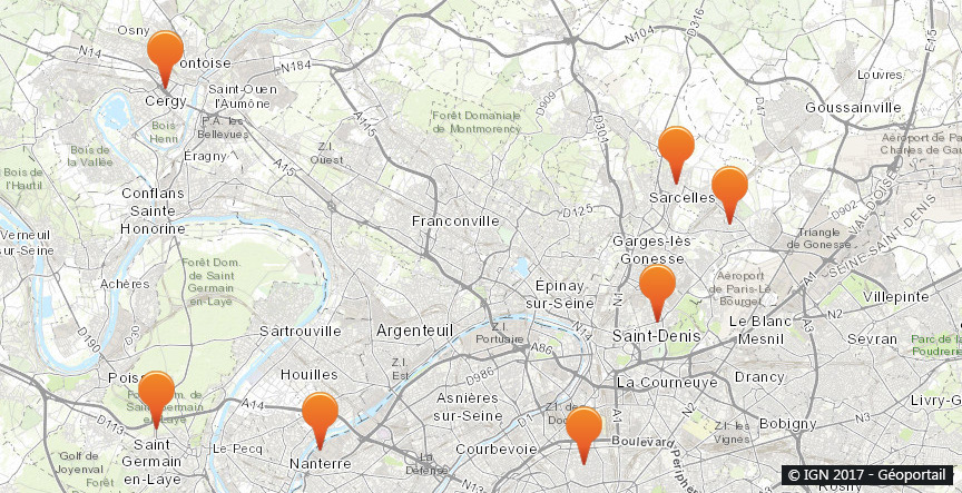 Val-d'Oise : Carte de nos collaborateurs pour tous travaux de ramonage